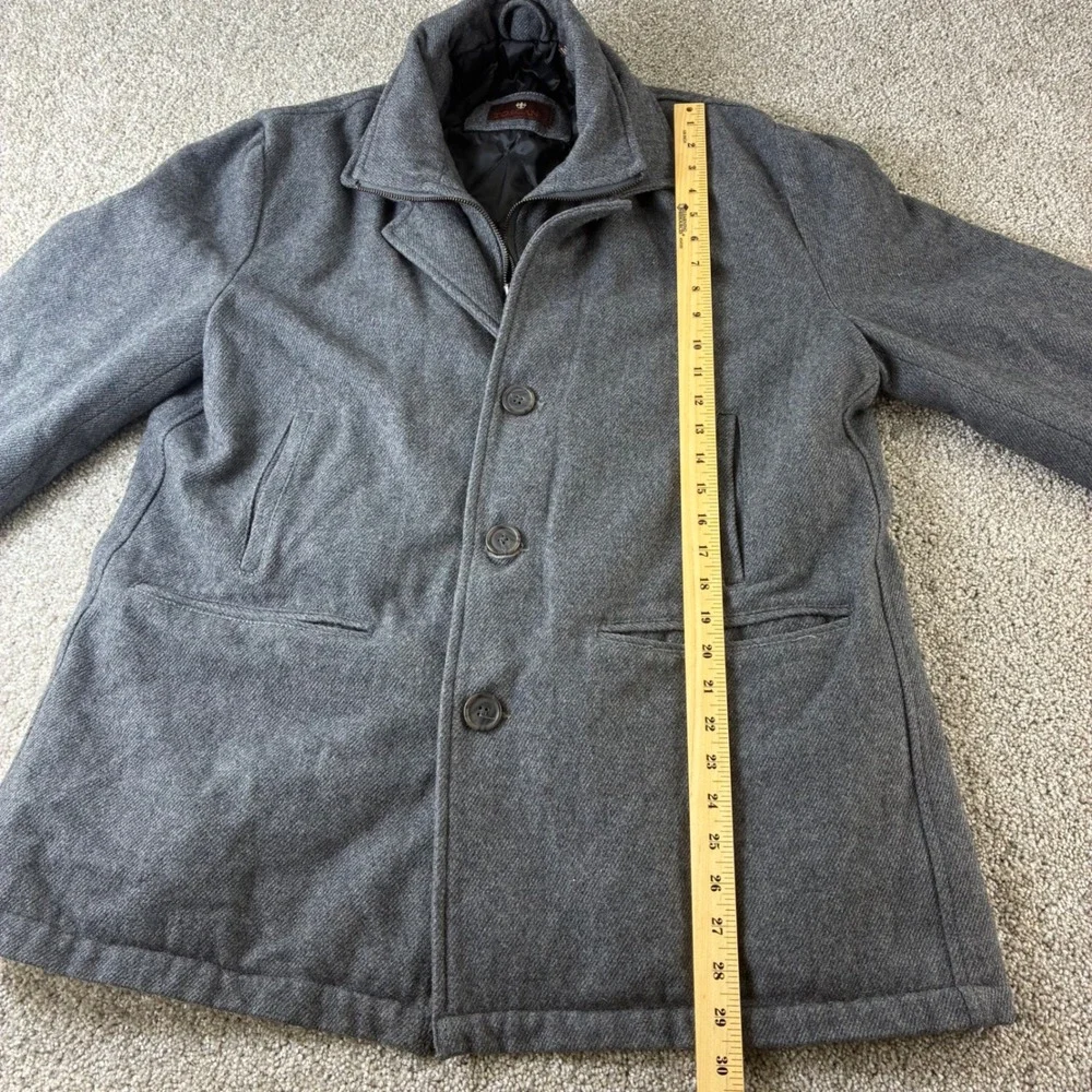Toscano Mens Gray‎ Wool Blend Button Front Coat Jacket Overcoat Outerwear